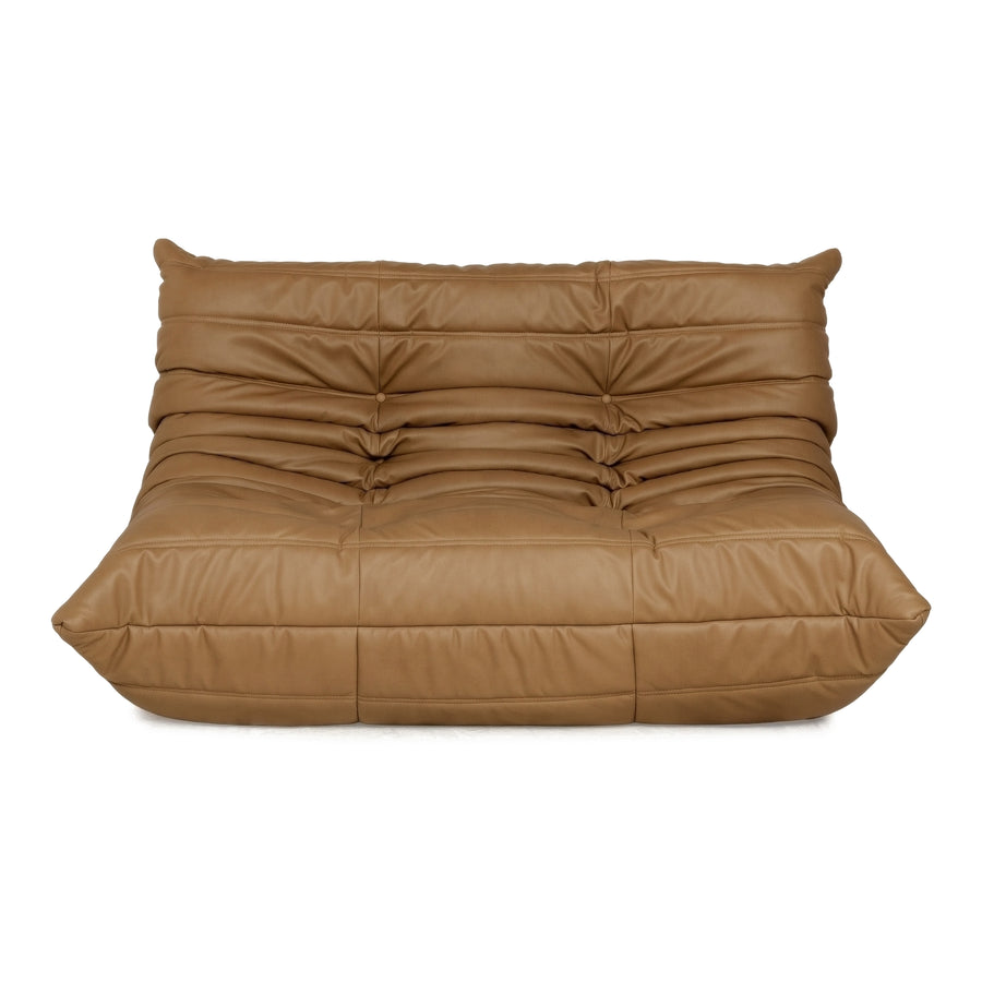 Ligne Roset Togo Veganes Leder Zweisitzer Gelb Sofa Couch Neubezug