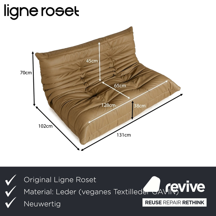 Ligne Roset Togo Veganes Leder Zweisitzer Gelb Sofa Couch Neubezug