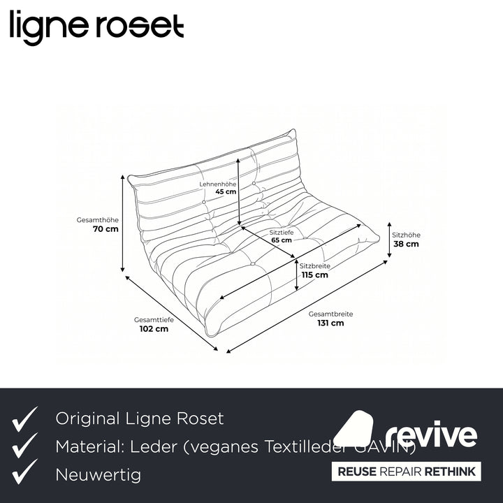 ligne roset Togo Veganes Leder Zweisitzer Graphit