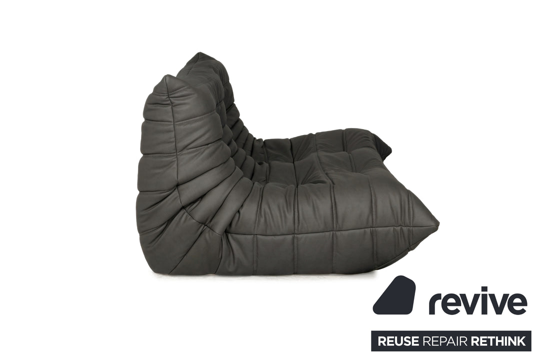 ligne roset Togo Veganes Leder Zweisitzer Graphit Neubezug