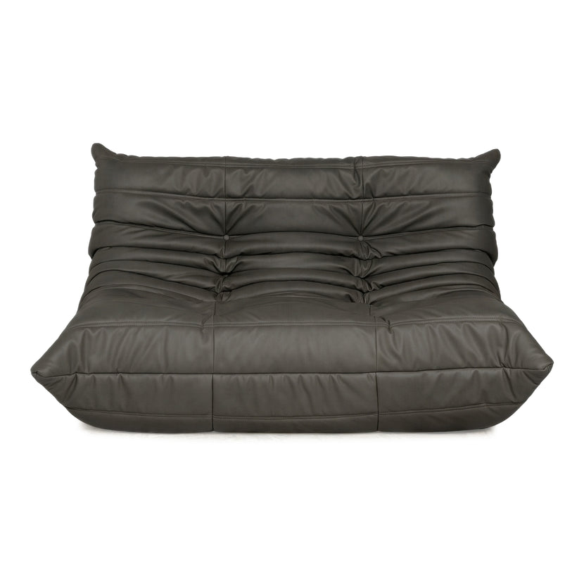 ligne roset Togo Veganes Leder Zweisitzer Graphit Neubezug