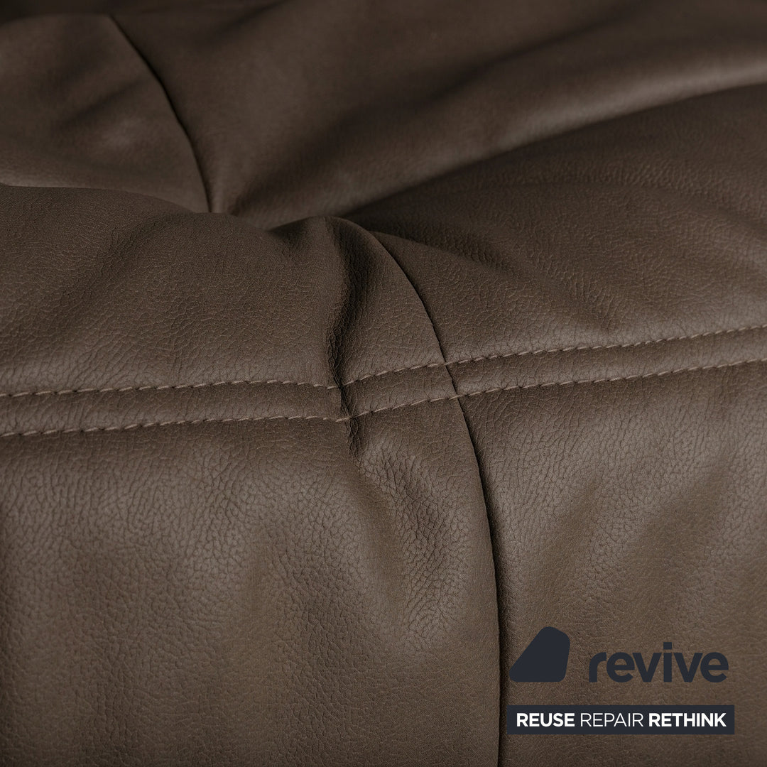 Ligne Roset Togo Veganes Leder Zweisitzer Mokka Sofa Couch Neubezug