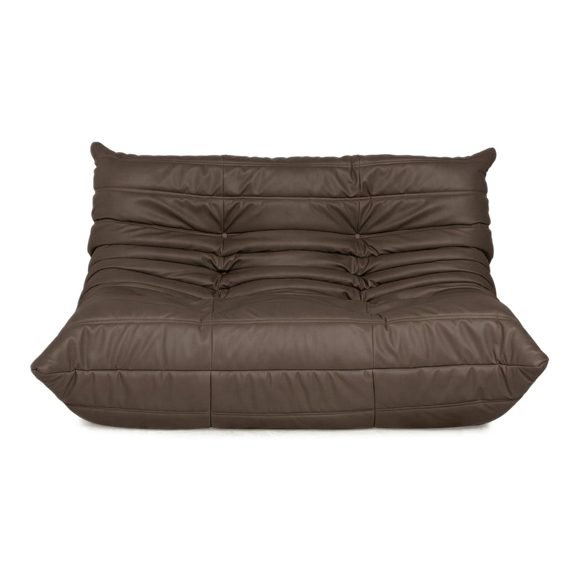 Ligne Roset Togo Zweisitzer Sofa Couch Veganes Leder Dunkelbraun Espresso Neubezug