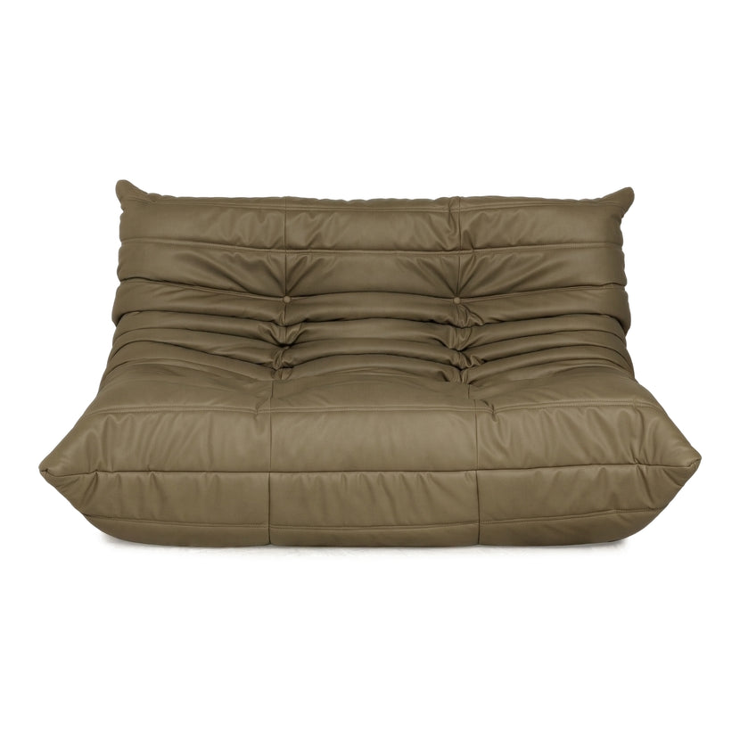 ligne roset Togo Veganes Leder Zweisitzer Olivgrau Neubezug