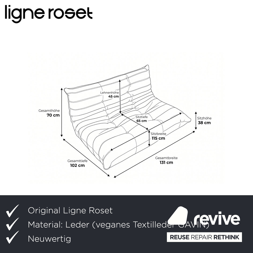 ligne roset Togo Veganes Leder Zweisitzer Olivgrau