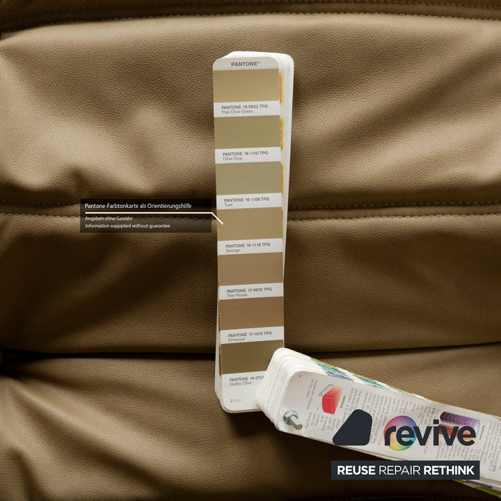 ligne roset Togo Veganes Leder Zweisitzer Olivgrün Khaki Sofa Couch Neubezug