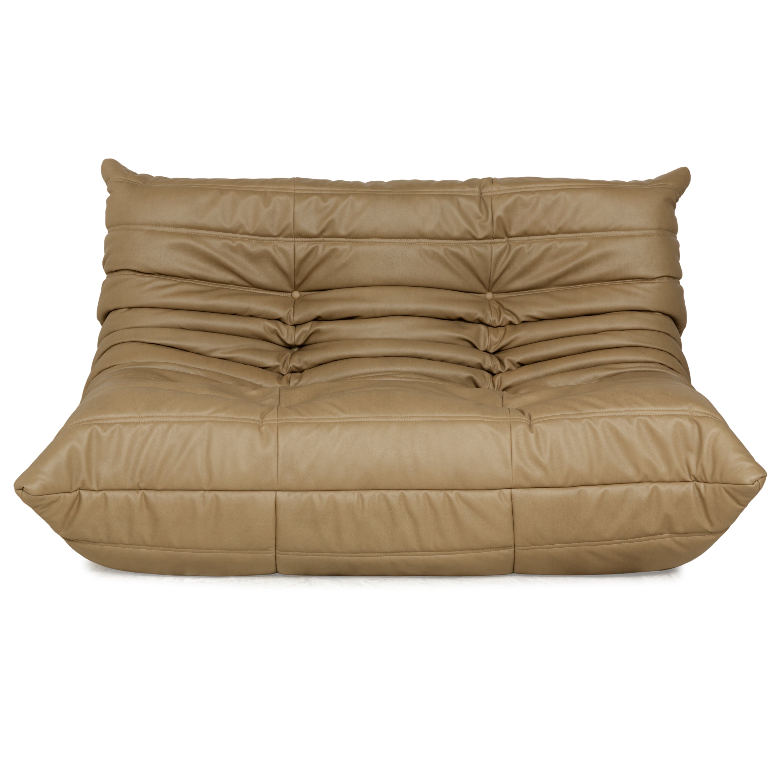 Canapé deux places Togo en cuir vegan vert olive kaki ligne roset, rembourrage