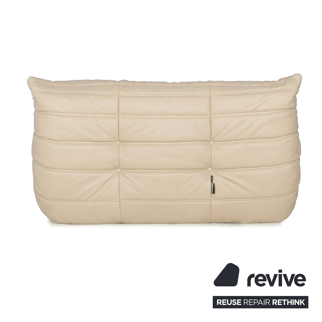 Ligne Roset Togo tweezitsbank bank veganistisch leer beige taupe opnieuw bekleed