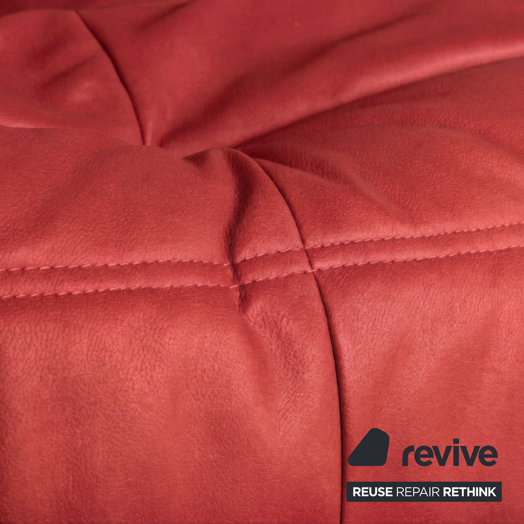 Ligne Roset Togo Zweisitzer Sofa Couch Veganes Leder Rostrot Braun Neubezug