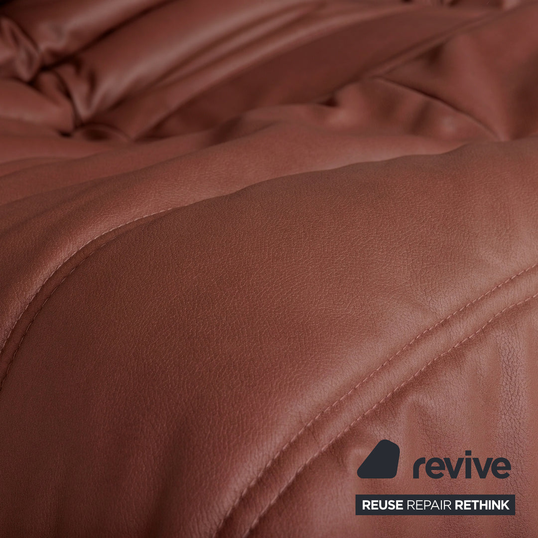 Ligne Roset Togo Zweisitzer Sofa Couch Veganes Leder Rostrot Braun Neubezug