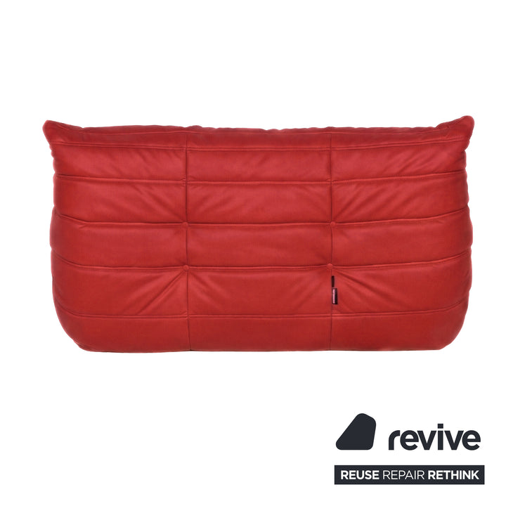 Ligne Roset Togo Zweisitzer Sofa Couch Veganes Leder Rostrot Braun Neubezug