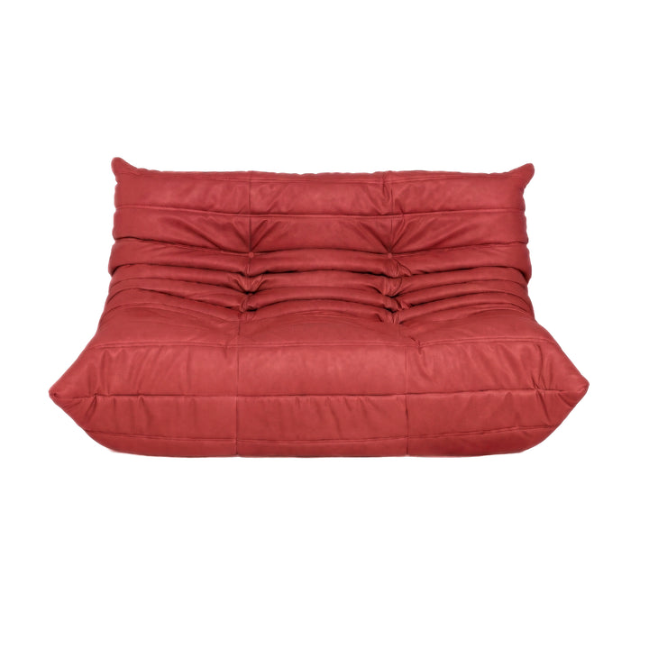Ligne Roset Togo Zweisitzer Sofa Couch Veganes Leder Rostrot Braun Neubezug