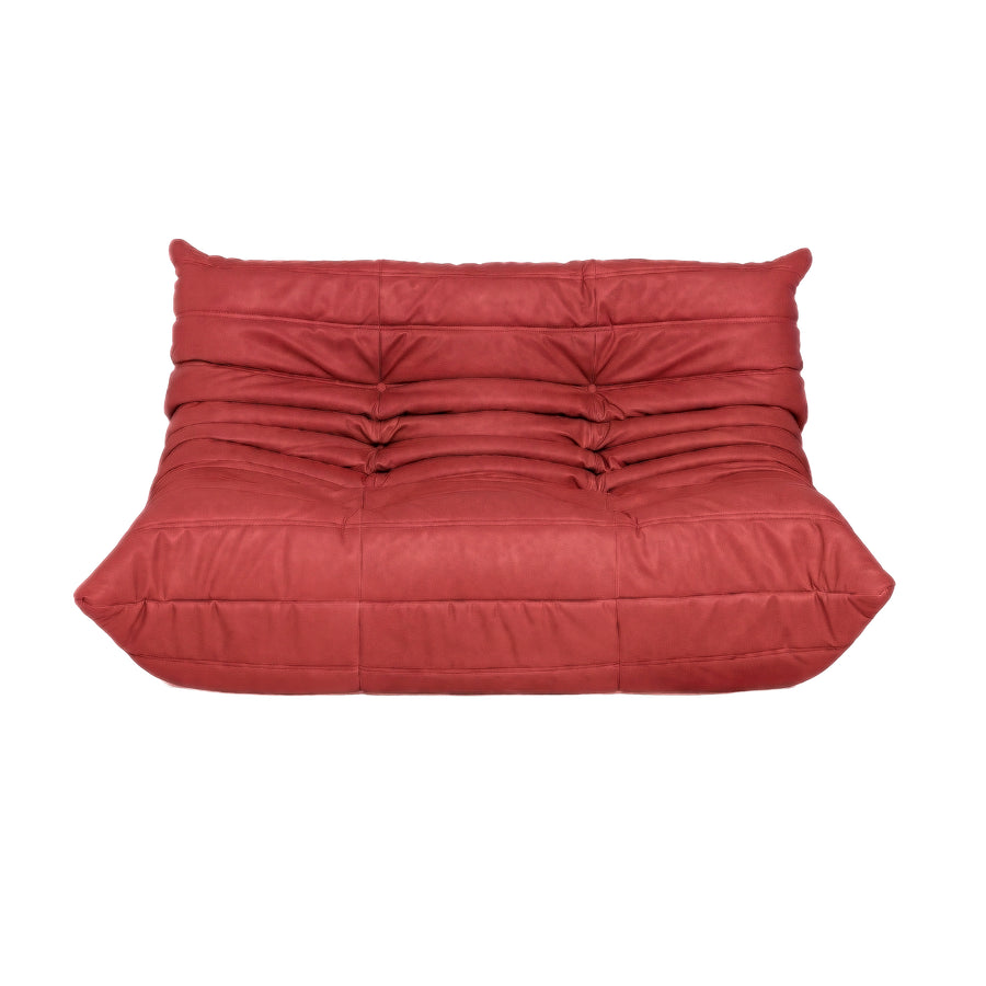 Ligne Roset Togo Zweisitzer Sofa Couch Veganes Leder Rostrot Braun Neubezug