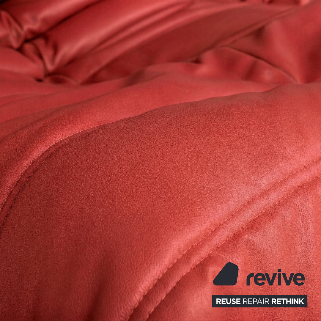 Ligne Roset Togo Zweisitzer Sofa Couch Veganes Leder Rostrot Braun Neubezug