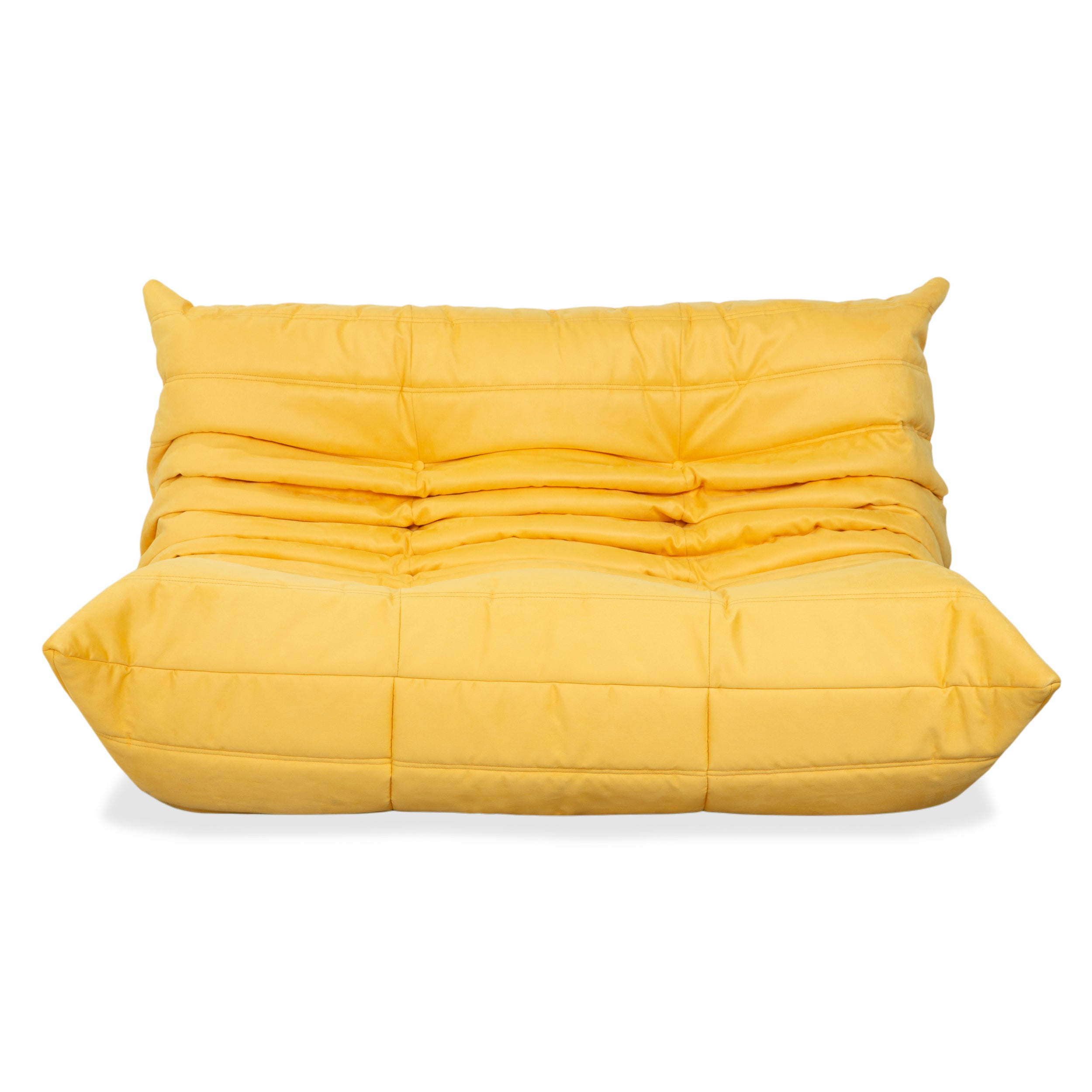 Ligne Roset Togo two-seater, fabric, yellow, reupholstered