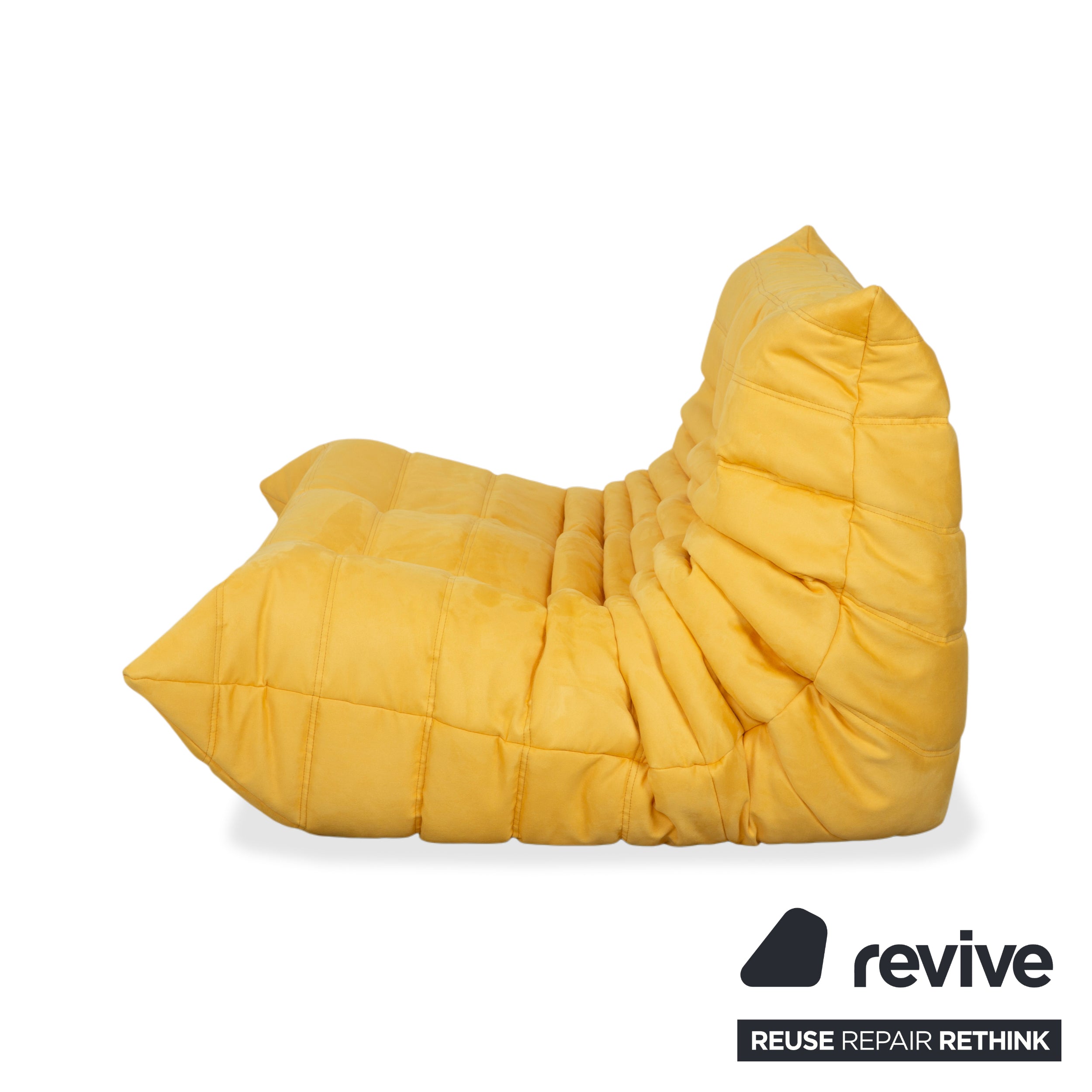 Ligne Roset Togo two-seater, fabric, yellow, reupholstered