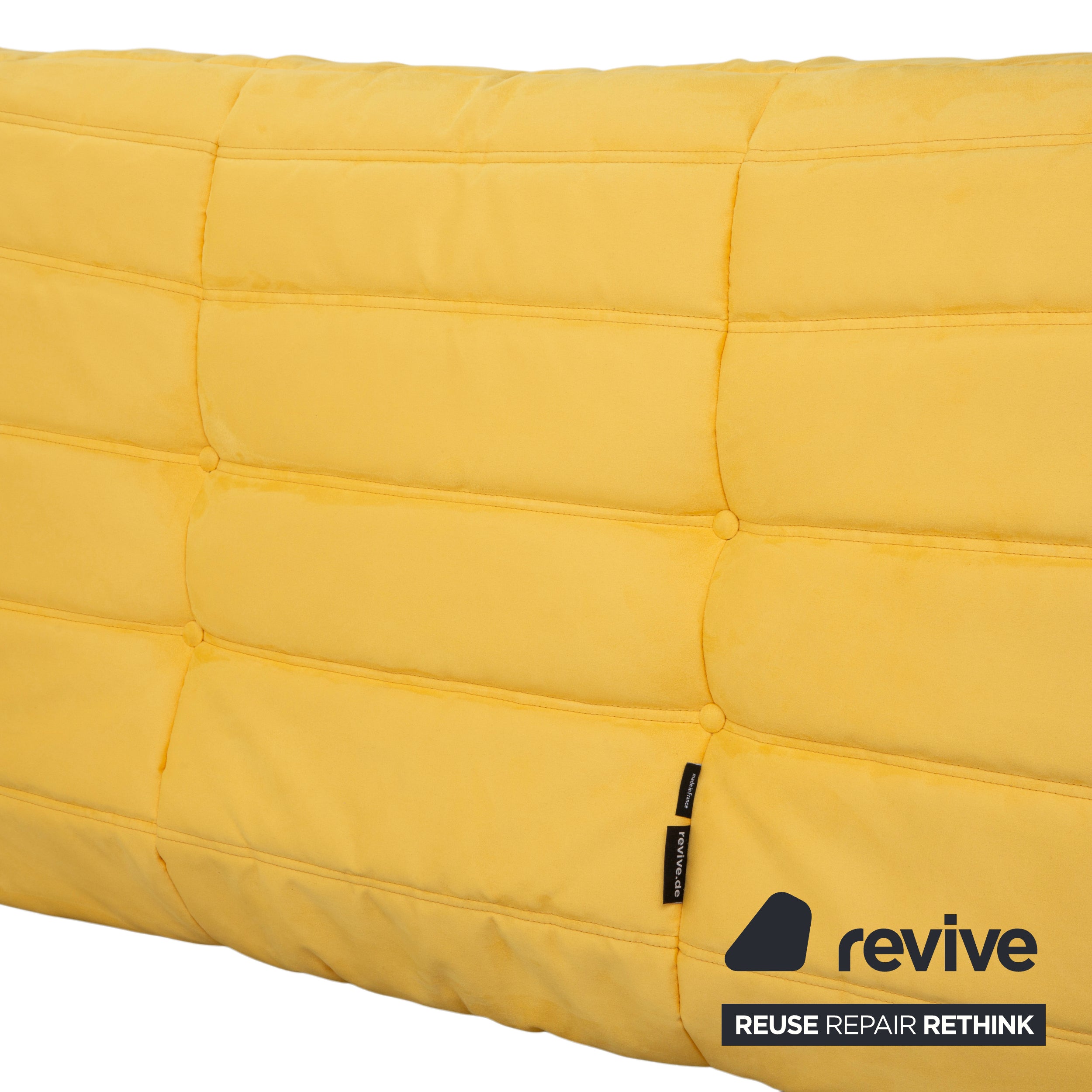 Ligne Roset Togo two-seater, fabric, yellow, reupholstered