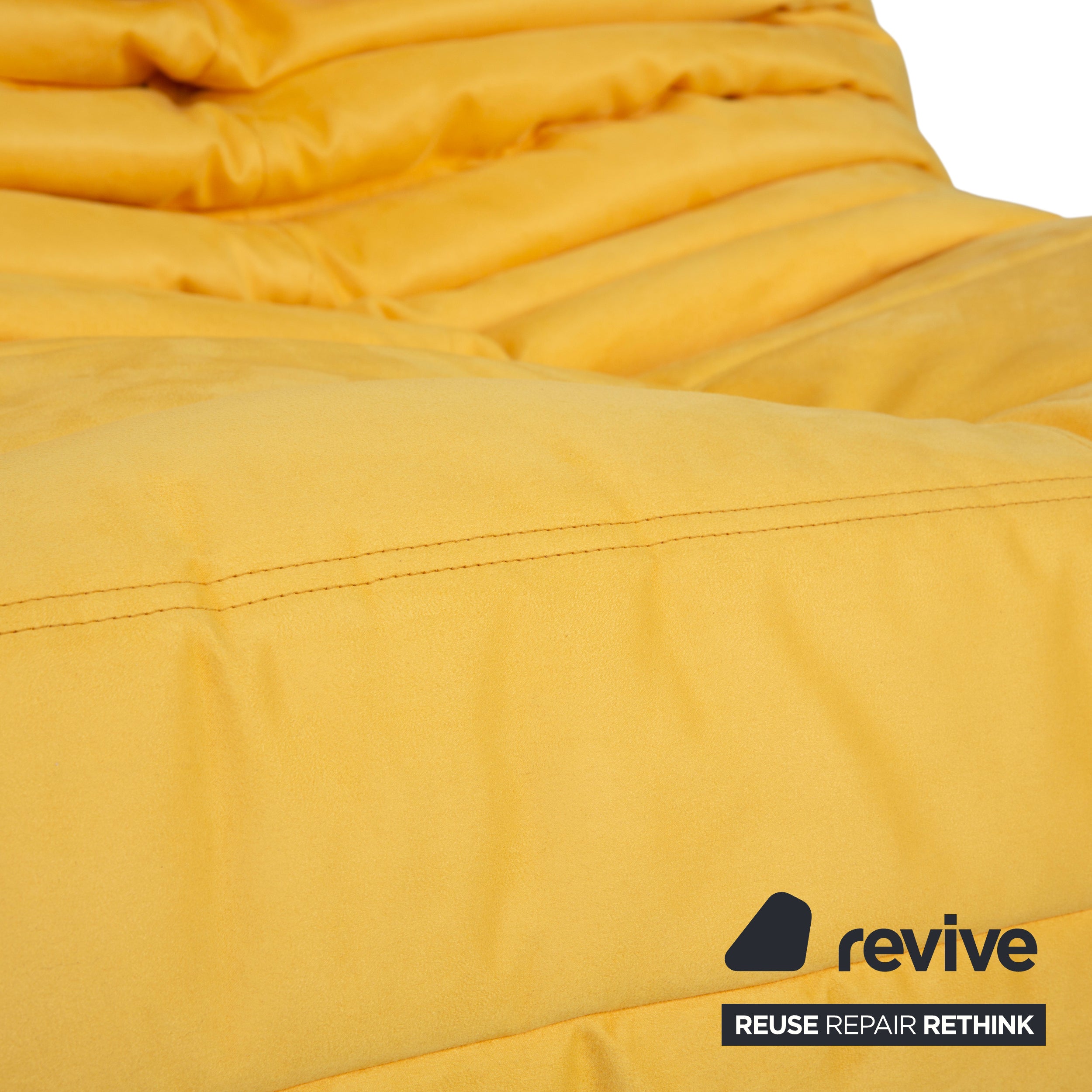 Ligne Roset Togo two-seater, fabric, yellow, reupholstered