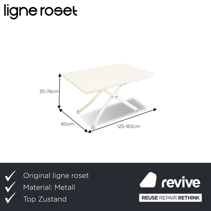 ligne roset Yo-Yo metal dining table grey manual function 125/163 x 35/74 x 80 cm