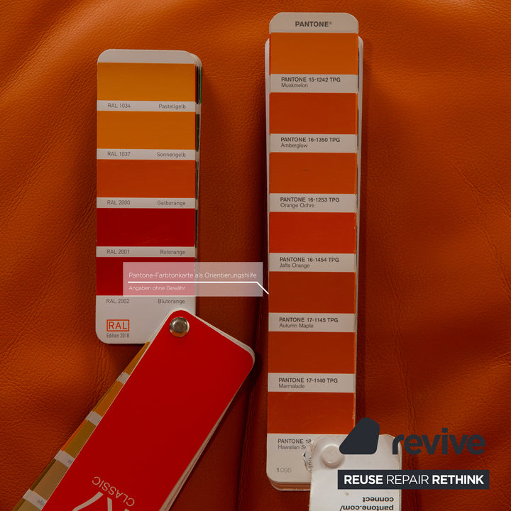 ligne roset Zen leather armchair orange incl. stool