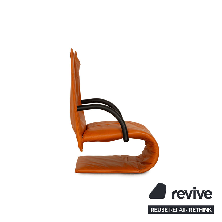 ligne roset Zen leather armchair orange incl. stool