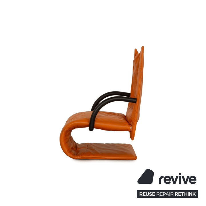 ligne roset Zen leather armchair orange incl. stool