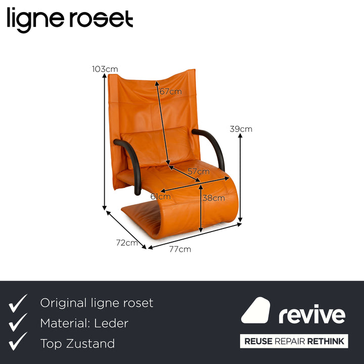 ligne roset Zen leather armchair orange incl. stool