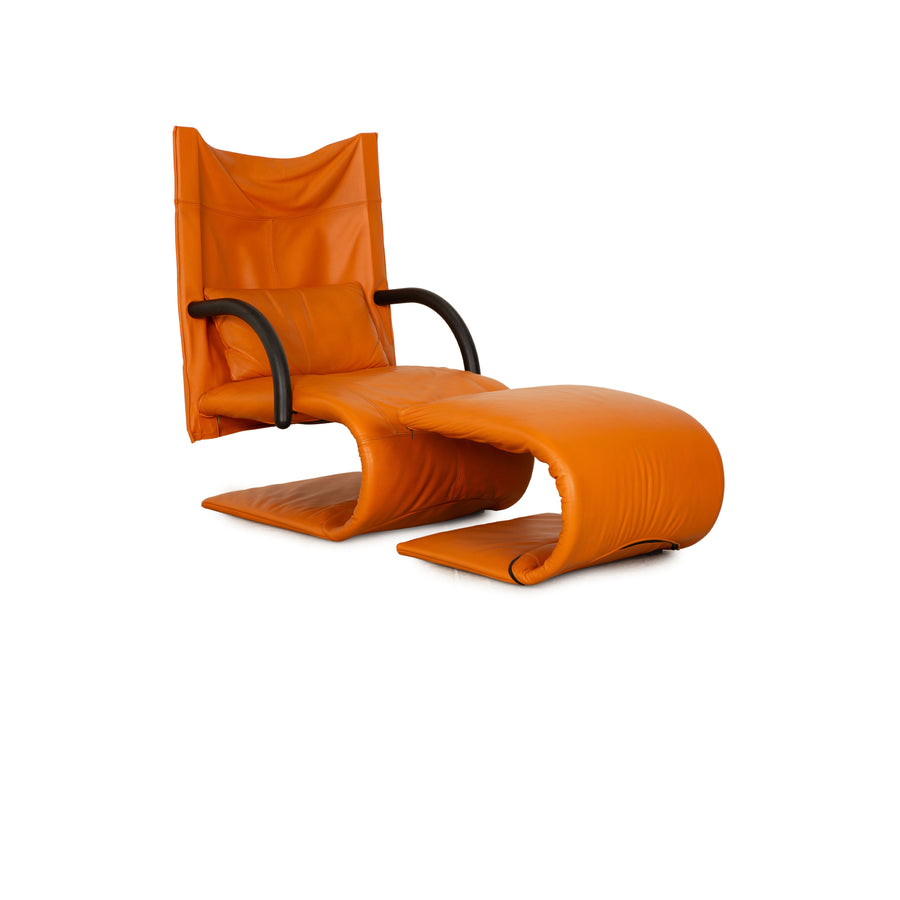 ligne roset Zen leather armchair orange incl. stool