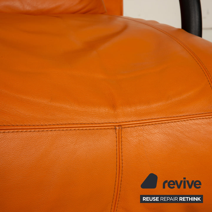 ligne roset Zen leather armchair orange incl. stool