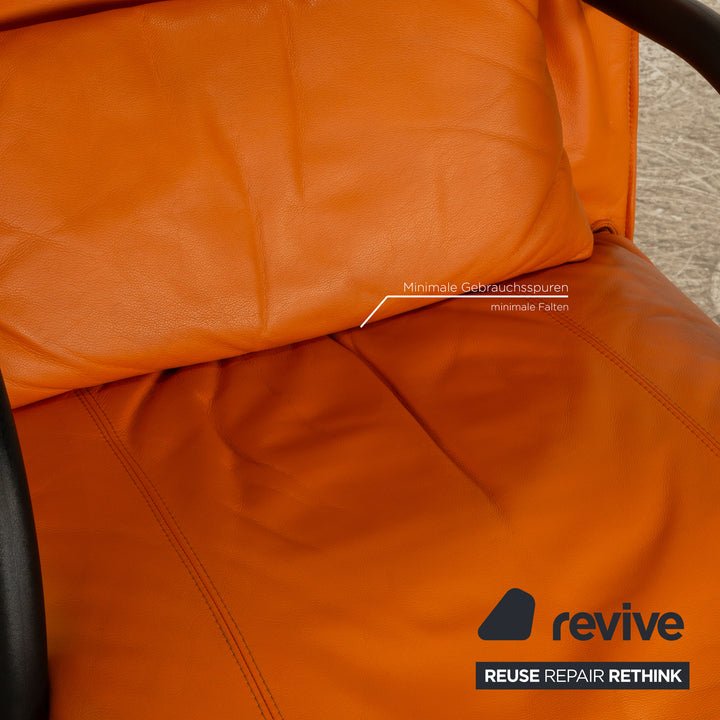 ligne roset Zen leather armchair orange incl. stool