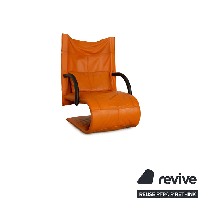 ligne roset Zen leather armchair orange incl. stool