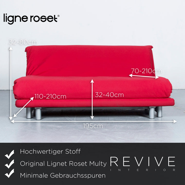 Lignet Roset Multyi Designer Schlaf Sofa Rot Stoff Dreisitzer Couch Funktion #5131