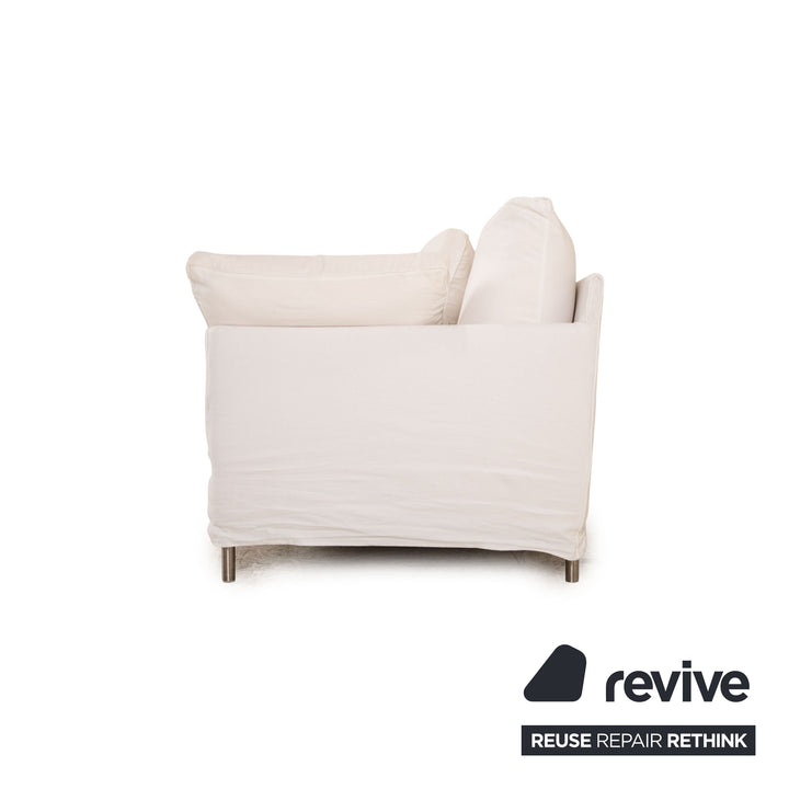 Living Divani Chemise Fabric Four Seater White Sofa Couch