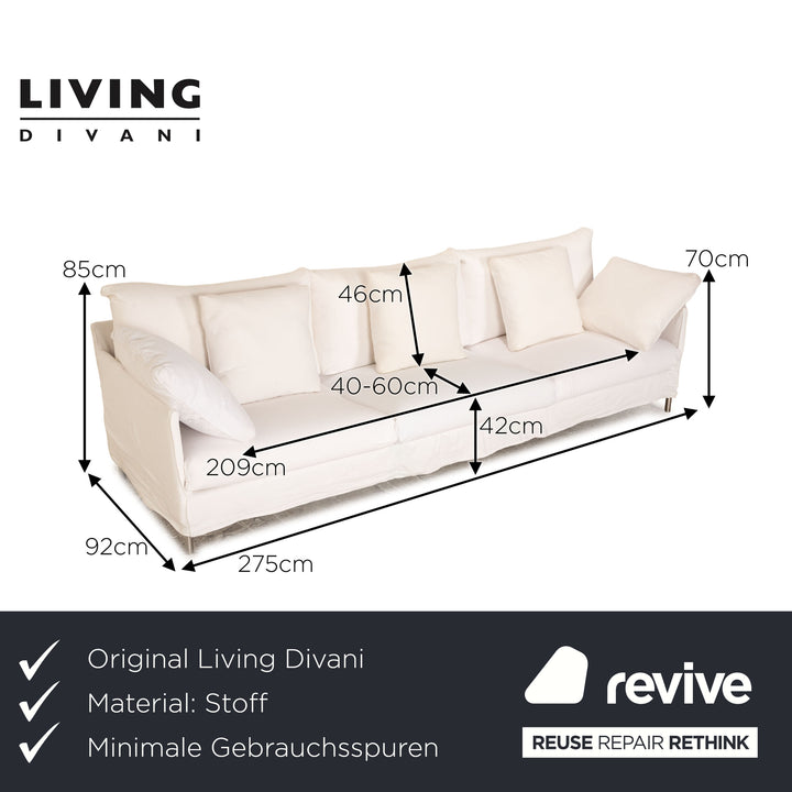 Living Divani Chemise Stoff Viersitzer Weiß Sofa Couch