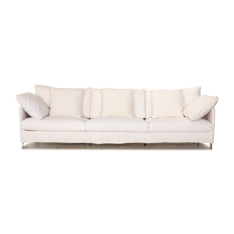 Living Divani Chemise Fabric Four Seater White Sofa Couch