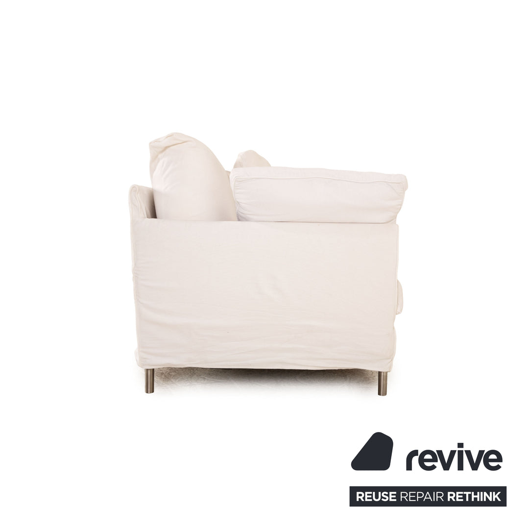 Living Divani Chemise Fabric Four Seater White Sofa Couch
