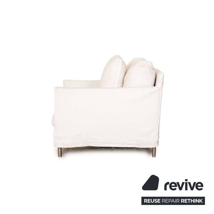 Living Divani Chemise Fabric Four Seater White Sofa Couch