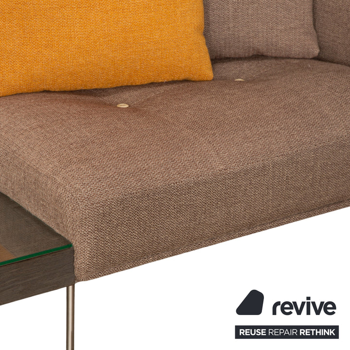 Living Divani Rod XL Fabric Corner Sofa Brown Beige Recamiere Right Sofa Couch