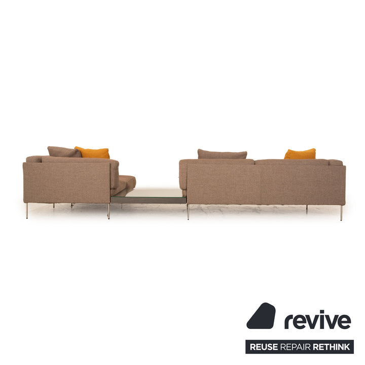 Living Divani Rod XL Fabric Corner Sofa Brown Beige Recamiere Right Sofa Couch