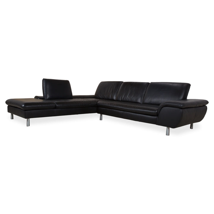 Loop Leder Ecksofa Schwarz Sofa Couch manuelle Funktion