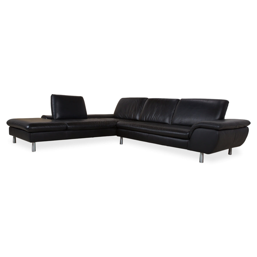 Loop Leder Ecksofa Schwarz Sofa Couch manuelle Funktion