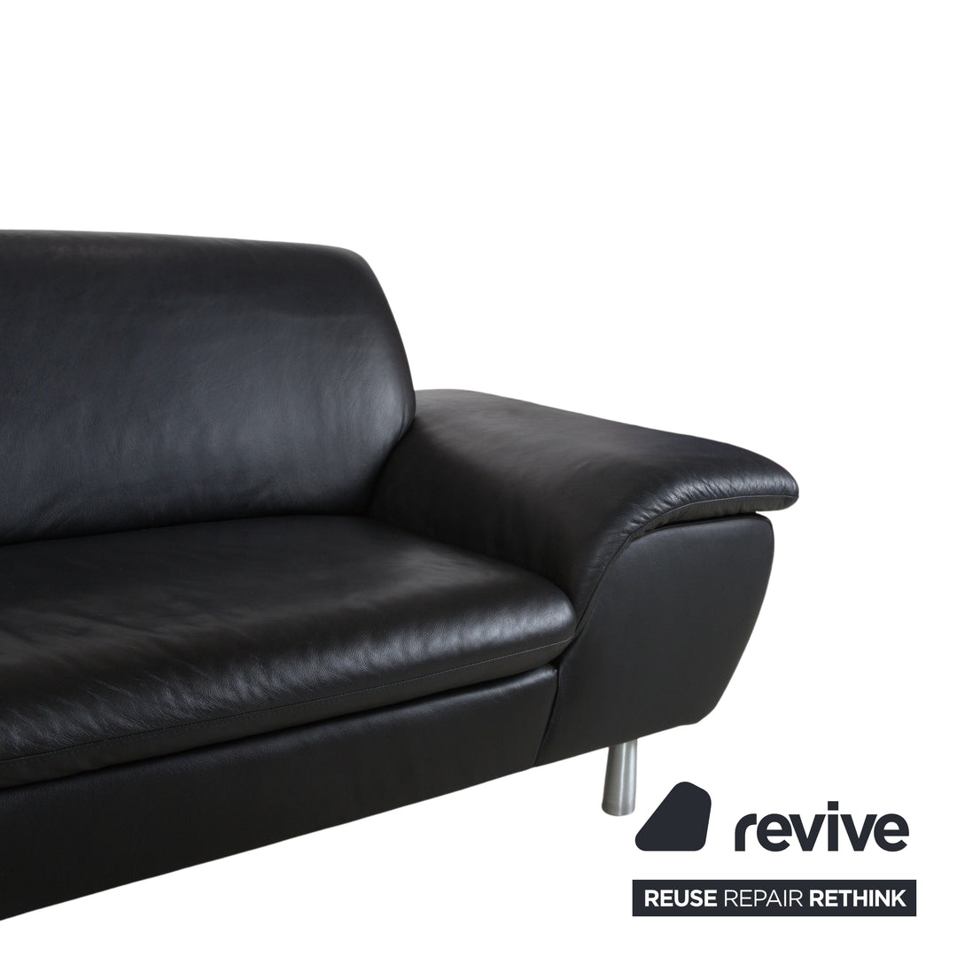 Loop Leder Ecksofa Schwarz Sofa Couch manuelle Funktion