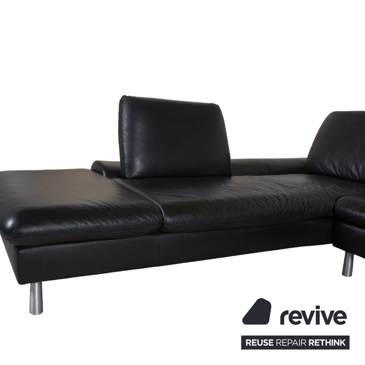 Loop Leder Ecksofa Schwarz Sofa Couch manuelle Funktion