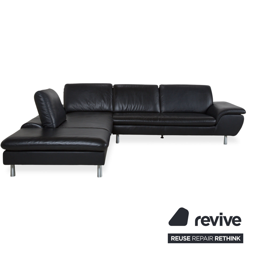 Loop Leder Ecksofa Schwarz Sofa Couch manuelle Funktion