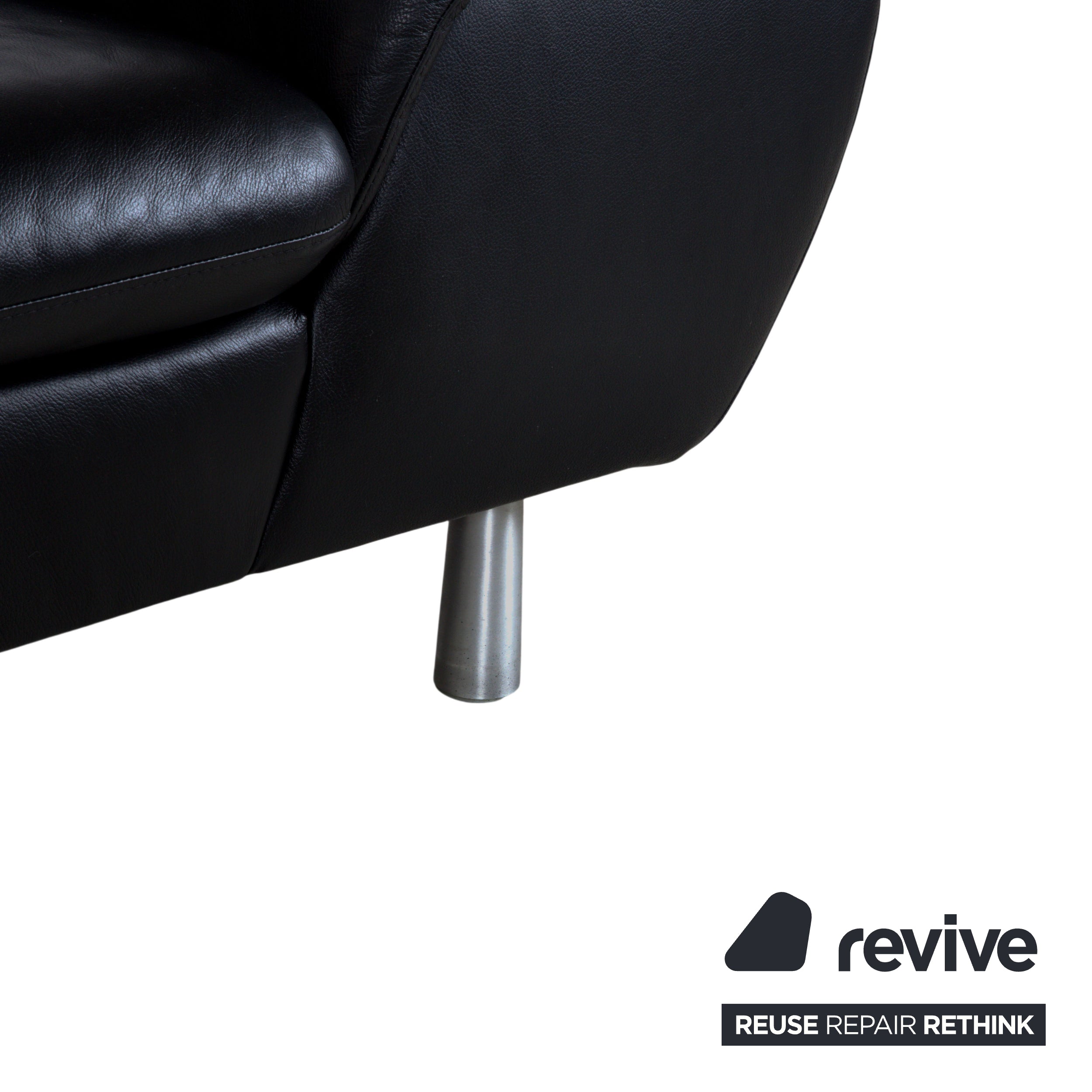 Loop leather corner sofa black sofa couch manual function