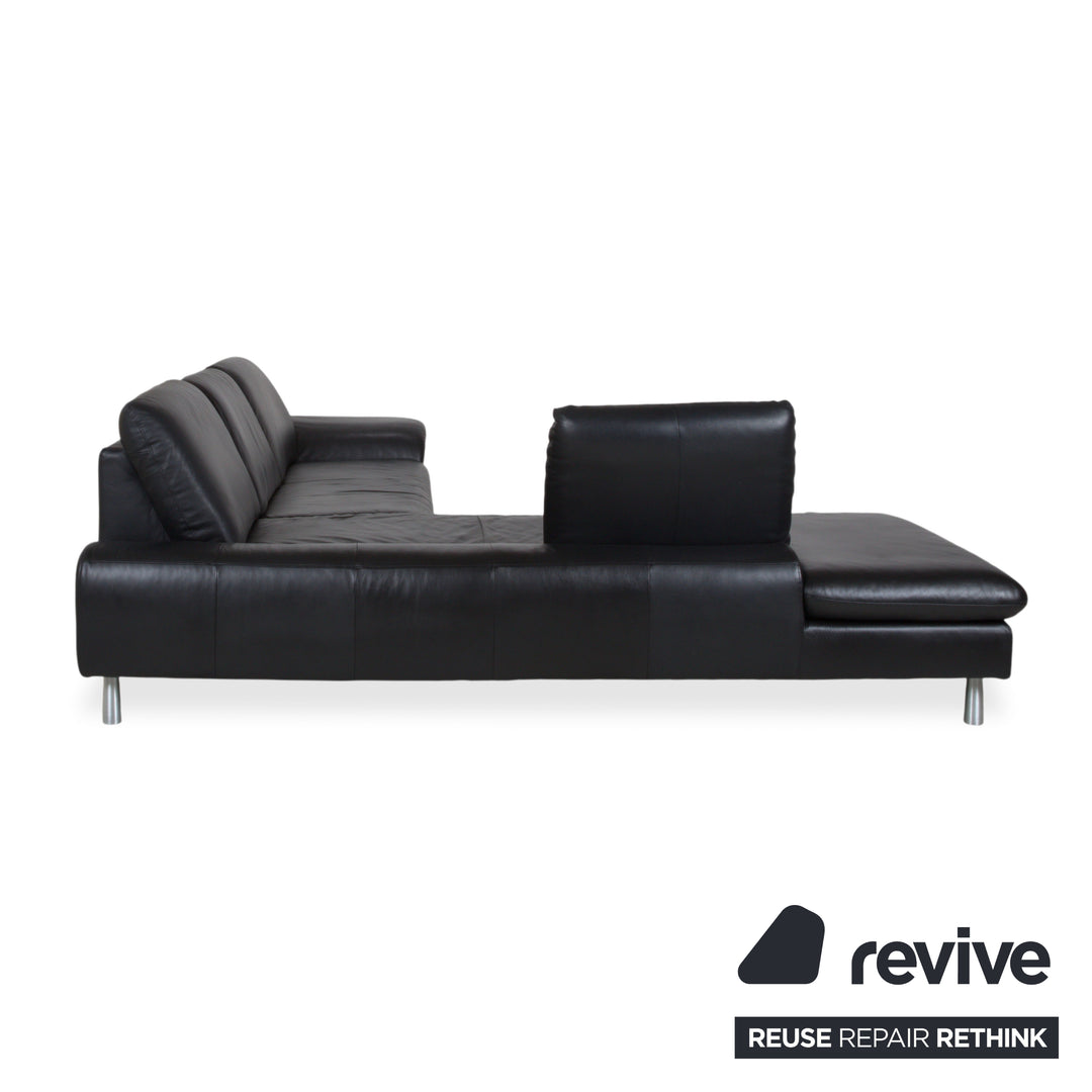 Loop Leder Ecksofa Schwarz Sofa Couch manuelle Funktion