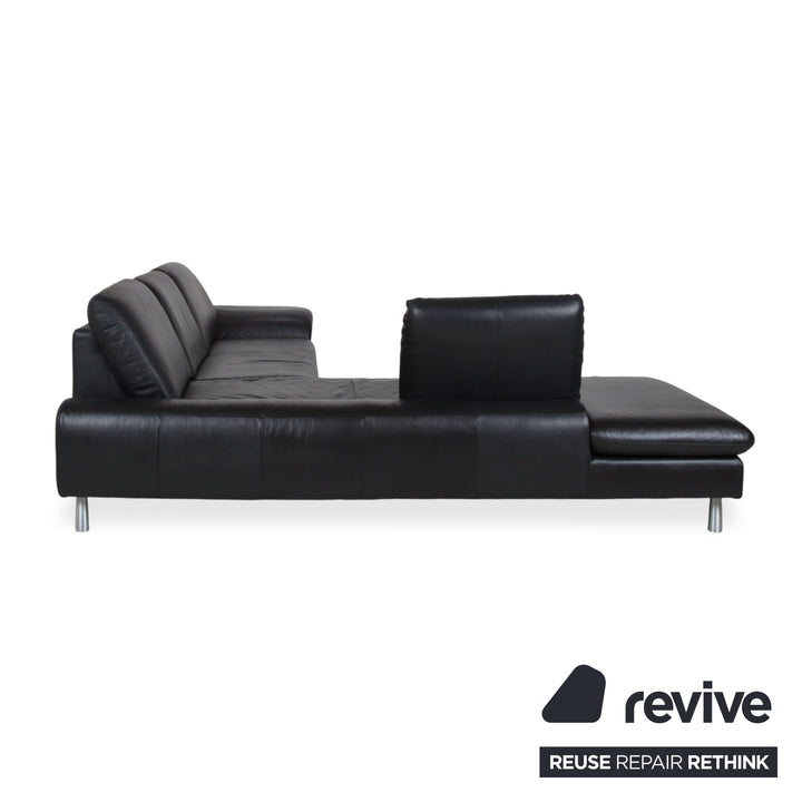 Loop Leder Ecksofa Schwarz Sofa Couch manuelle Funktion