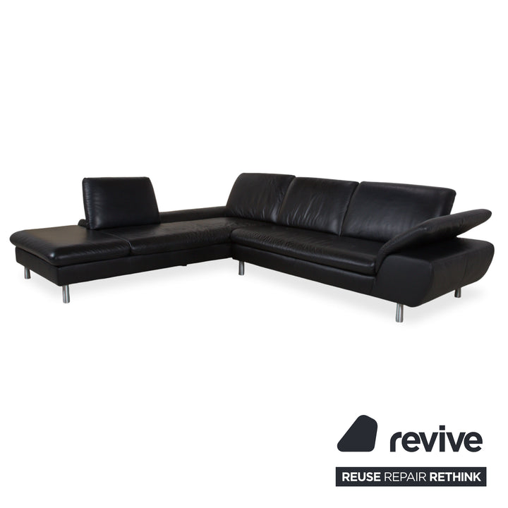 Loop Leder Ecksofa Schwarz Sofa Couch manuelle Funktion