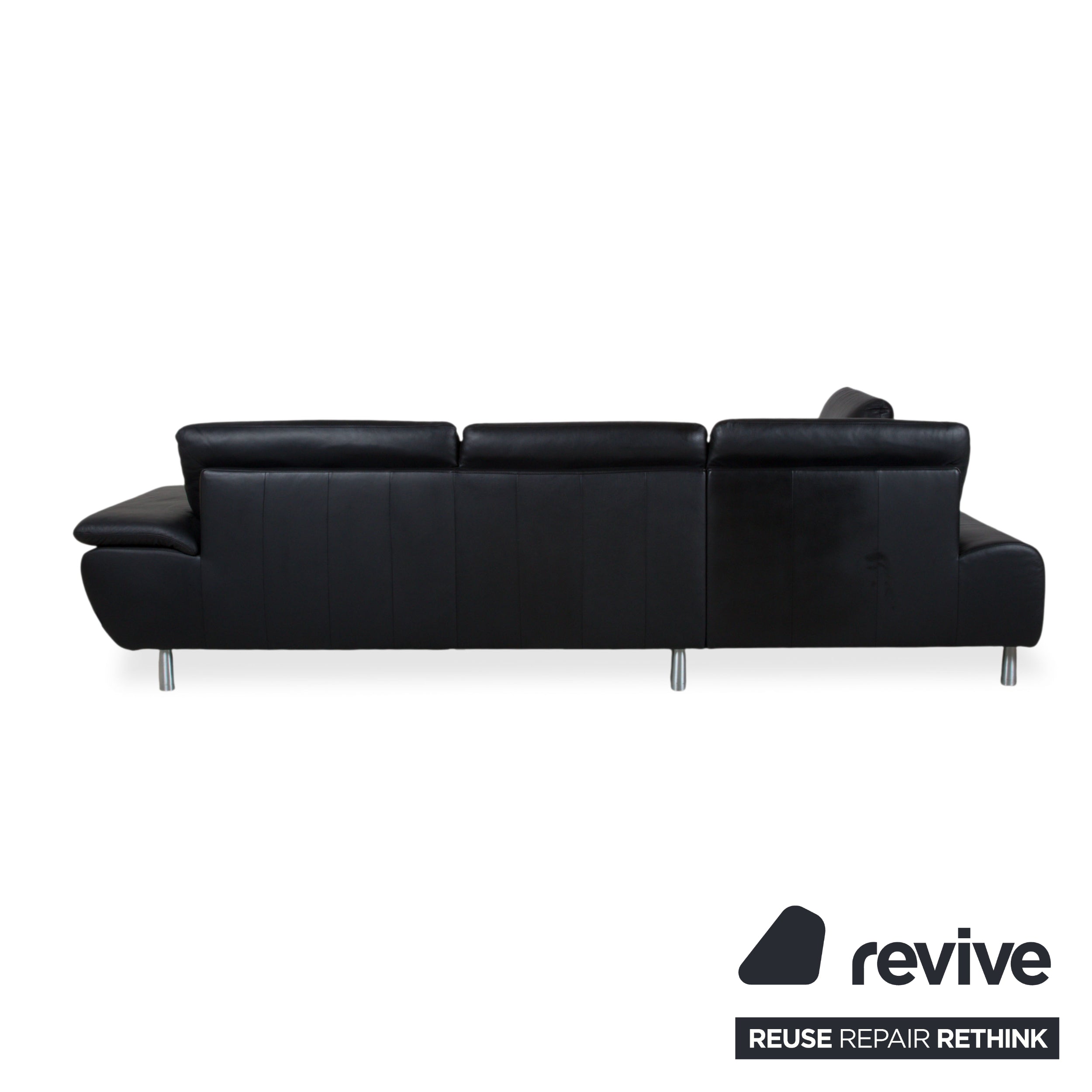 Loop leather corner sofa black sofa couch manual function
