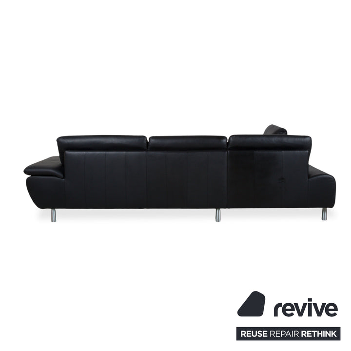 Loop Leder Ecksofa Schwarz Sofa Couch manuelle Funktion